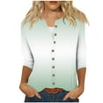 thumbnail image 1 of New Fashion Oversize Shirts Tops for Womens 3/4 Sleeve Printed Loose T-shirt Blouse Round Neck Buttons Tops Gifts for Womens, 1 of 5