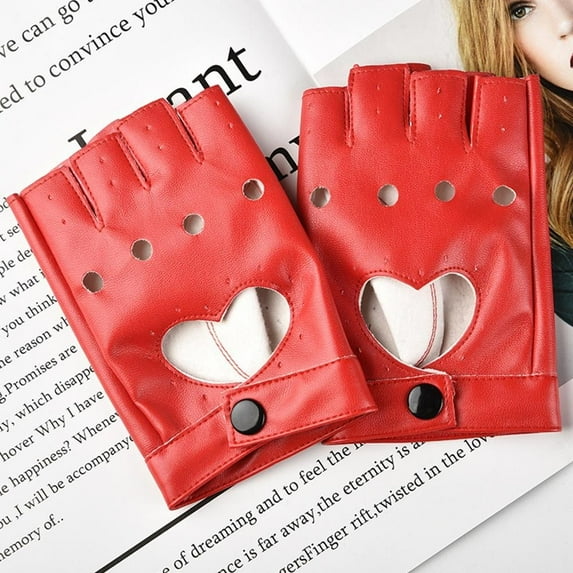 New Fashion Performance Mittens Women Men Cosplay Mittens PU Leather Gloves Ladys Driving Dress Five Finger Gloves RED
