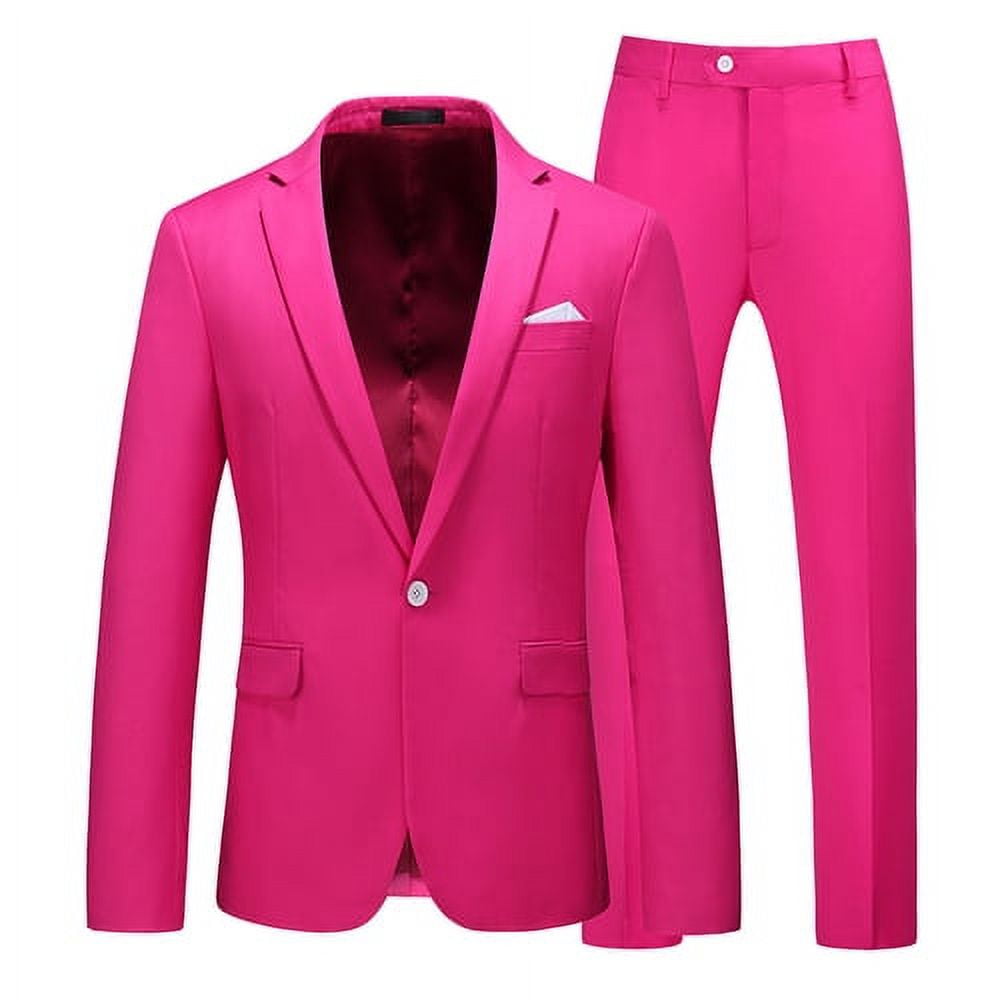 New Fashion Pink Suit Men Set Prom Wedding Suits Men Slim fit Blazer ...