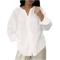 thumbnail image 1 of New Fashion Plus Size Tops for Womens Long-Sleeved Casual Button-Up V-Neck Regular Top Shirt, 1 of 6
