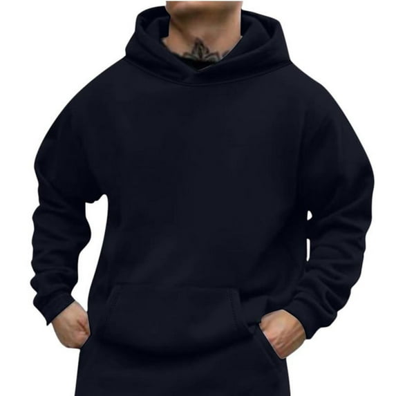 New Fashion Pullover Hoodie for Mens Plus Size Autumn and Winter Casual Solid Color Pullover Long Sleeve Hoodie With Pocket Sweatshirts Gifts for Mens