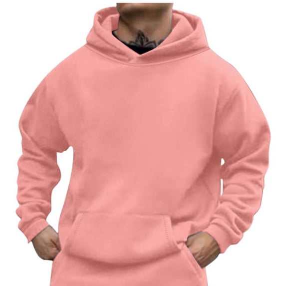 New Fashion Pullover Hoodie for Mens Plus Size Autumn and Winter Casual Solid Color Pullover Long Sleeve Hoodie With Pocket Sweatshirts Save to 65% off!