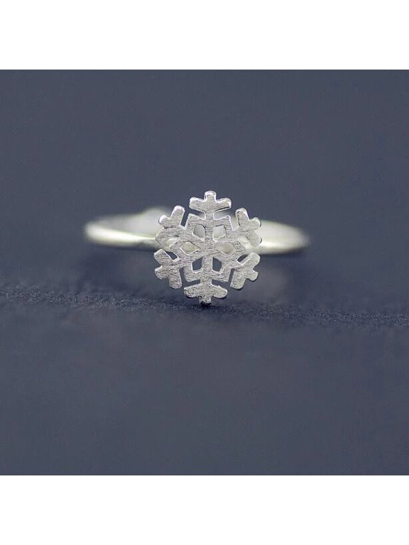 New Fashion Snowflake Rings For Women Simple Snow Open Ring Silver Jewelry