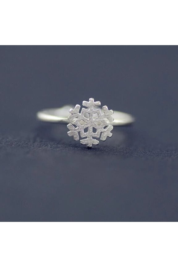 New Fashion Snowflake Rings For Women Simple Snow Open Ring Silver Jewelry