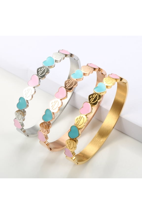 New Fashion Three-color Heart-shaped Bracelet Titanium Steel 18K Gold Plating College Style Female Bracelet