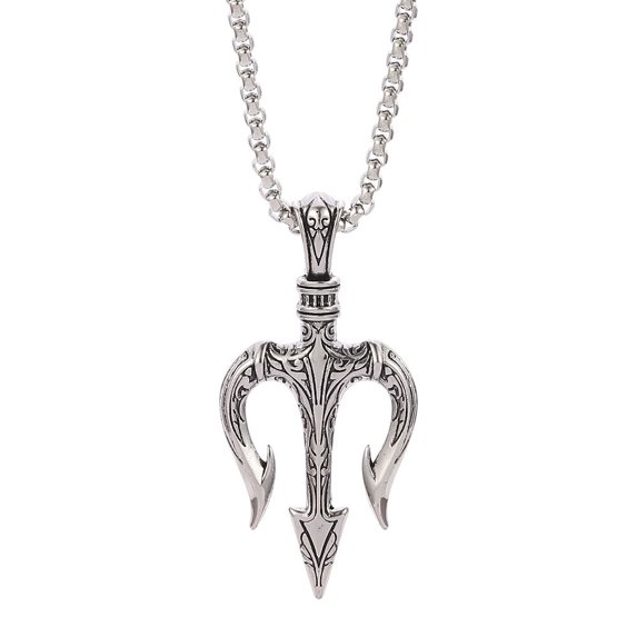 New Fashion Vintage Charm Chain Retro Punk Necklace Choker Neptune Trident Pendant Hip Hop SILVER