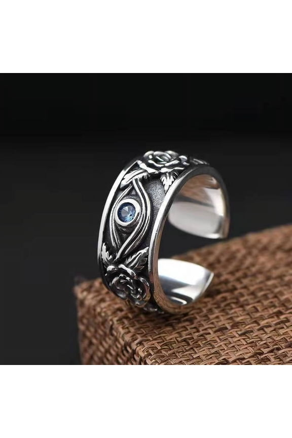 New Fashion Vintage The Eye of Horus Rings For Men Punk Egyptian Triangle Adjustable All-Seeing Eye Rings 14K White Gold Women Jewelry Gift