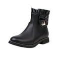 thumbnail image 1 of New Fashion Warm Female Boots Ladies Cute Fashion Bow Solid Color Flat Round Toe Square Heel Short Student Style Boots, 1 of 7