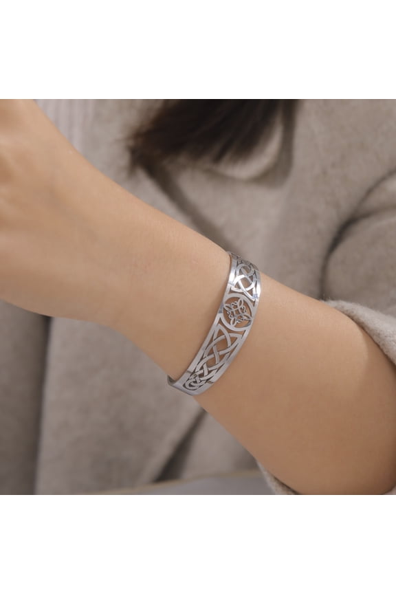 New Fashion Witch Knot 14K Yellow Gold  Bangle for Women Hollow Golden Silver Color Bracelet Witchcraft Amulet Jewelry Gift