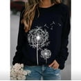 thumbnail image 1 of New Fashion Women's Autumn and Winter Solid Color Dandelion Printed Top Round Neck Long Sleeve Casual Loose Sweater, 1 of 2