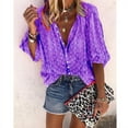 thumbnail image 1 of New Fashion Women's Casual Loose Lapel Shirt Puff Sleeve Buckle Printed Top, 1 of 1