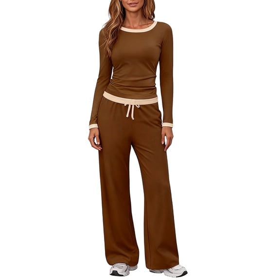 New Fashion Women's Casual Sets Long-sleeved T-shirt Wide-leg Trousers Sportswear Women's Clothing conjuntos de pantalones