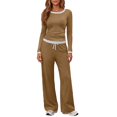 thumbnail image 1 of New Fashion Women's Casual Sets Long-sleeved T-shirt Wide-leg Trousers Sportswear Women's Clothing conjuntos de pantalones, 1 of 3