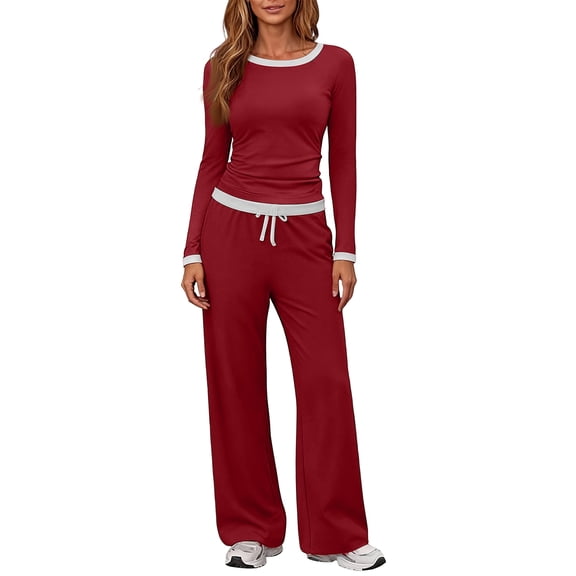 New Fashion Women's Casual Sets Long-sleeved T-shirt Wide-leg Trousers Sportswear Women's Clothing conjuntos de pantalones