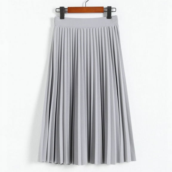 New Fashion Women's High Waist Pleated Solid Color Half Length Elastic Skirt Promotions Lady Black Pink