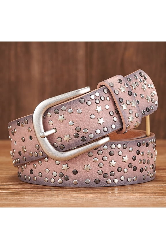 New Fashion Women's Rivet Belts Punk Rock Style Male Belt For Lady PU Leather Sequins Metal buckle Wide Metal Star Rivet bead