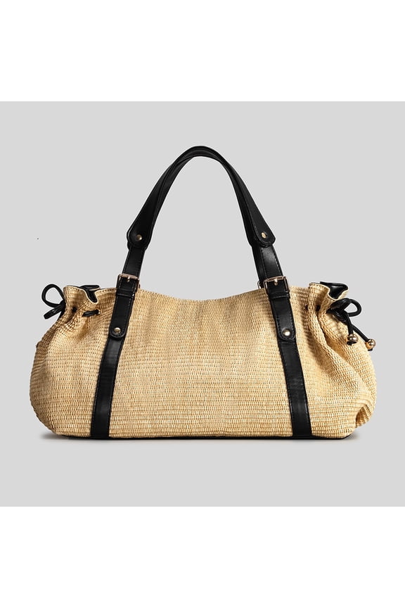 New Fashion Women's Straw Tote Bag High Quality Seaside Vacation Beach Bag Trend Drawstring Shoulder Bag Designer Luxury Handbag