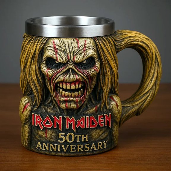 New Fashionable 3D Iron Maiden 50th Anniversary Mug, Home Desktop Decoration Breakfast Coffee Cup Birthday Gift