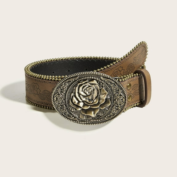 New Fashionable Leather Belt, Stylish and Unique Studded Youth Belt, Punk Buckle Casual Trouser Belt