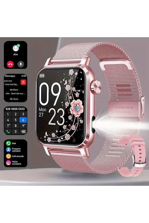 New Fashionable Sports Smartwatch, 1.85-inch High-definition Screen, Built-in LED Flashlight, IP68 Waterproof, Supports Wireless Calling, Message Reminder, 100+sports Mode, Pedometer