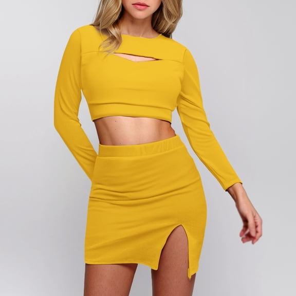 New Fashionable Women's Bust Showing Hollow Top Slit Skirt Suit Swimming for Ladies Swim Clothes for Women Top And Skirt Set Women for Work Winter Suits Women Dressy Wedding Pant Suits Swim Shorts