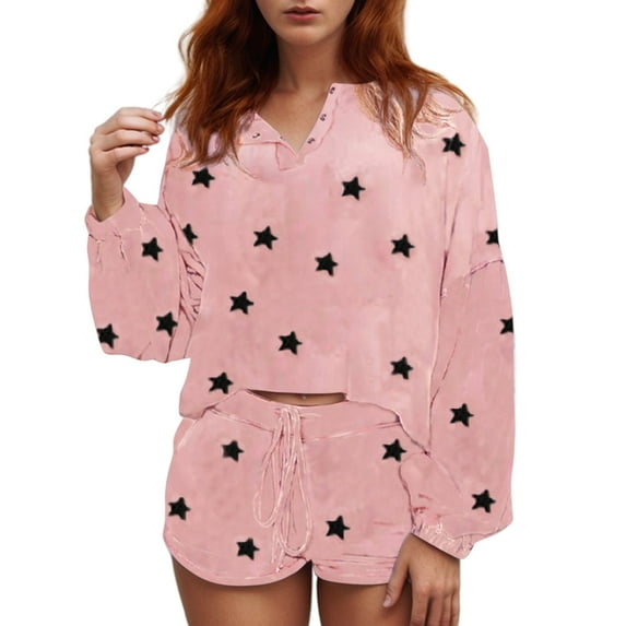 New Fashionable Women's Home Wear 2 Piece Tie Dye Printed Loose T Shirt Pullover Long Sleeved Shorts Set