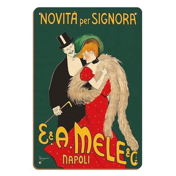 New Fashions for Women (Novità per Signora) - Mele Department Store Naples Italy - Vintage Advertising Poster by Leonetto Cappiello - 8 x 12 inch Vintage Wood Art Sign