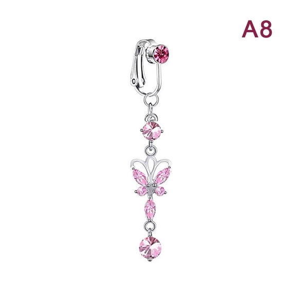 New Faux Belly Butterfly Fake Belly Piercing Heart Zircon Clip On Umbilical Navel Fake Piercing Cartilage Earring Fake Clip