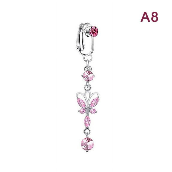 New Faux Belly Butterfly Fake Belly Piercing Heart Zircon Clip On Umbilical Navel Fake Piercing Cartilage Earring Fake Clip