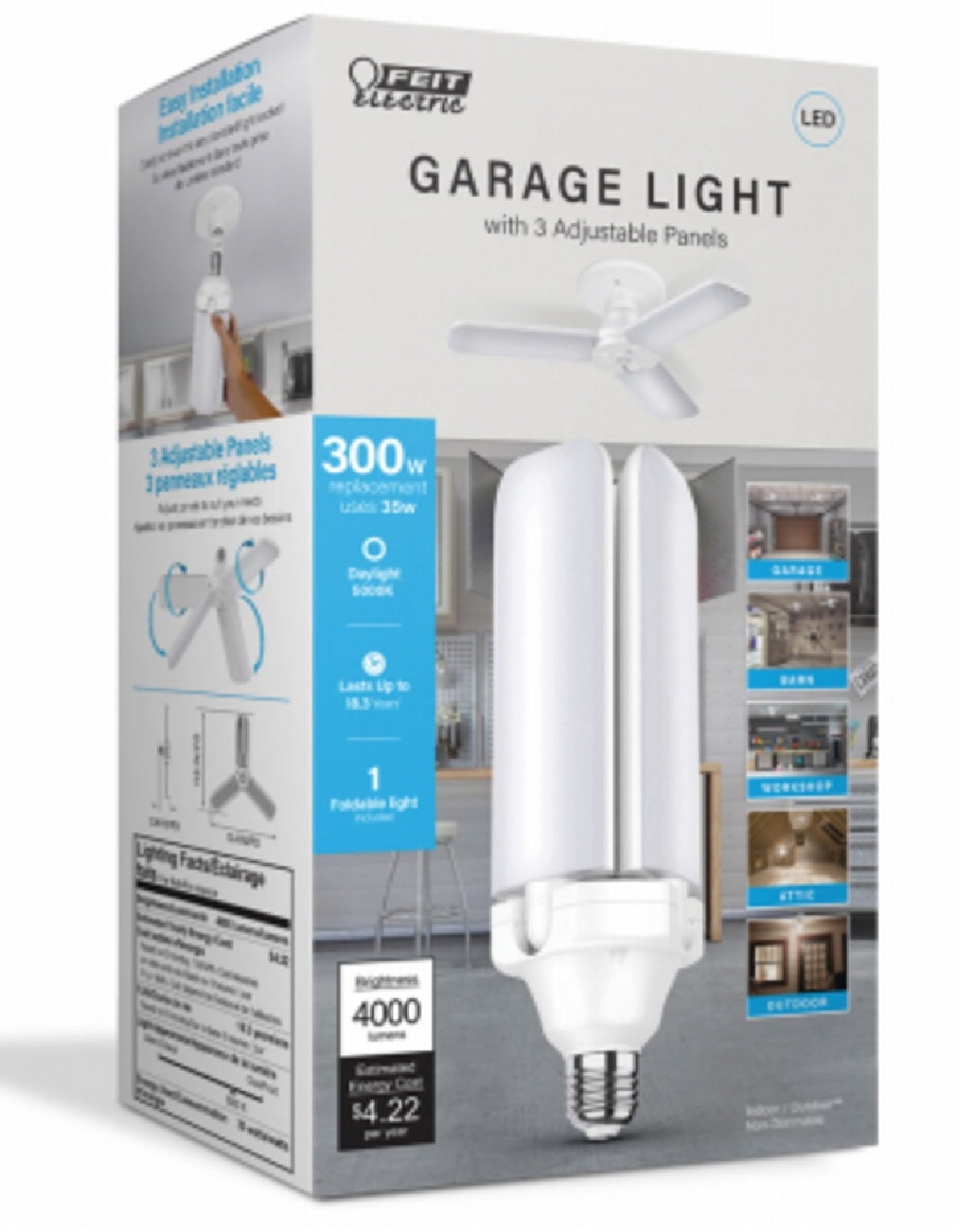 New Feit Electric ADJ4000/5K/LED Frosted LED Garage Light Bulbs, 300