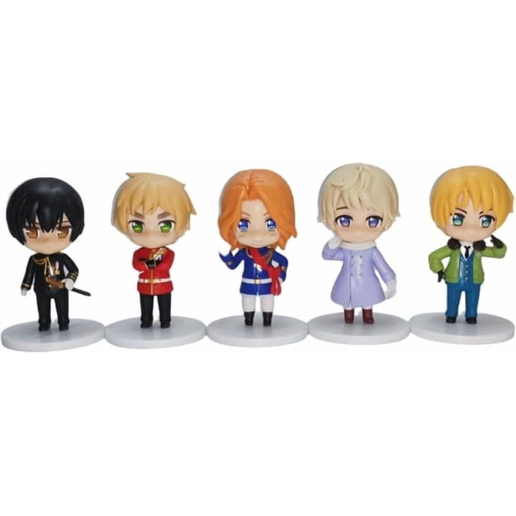 New Feliciano Vargas, Ludwig Figure, 5pieces Q Version Standing Action Figure 10cm/3.9inch Handmade PVC Game Character Model Statue Collectible Craft Gift