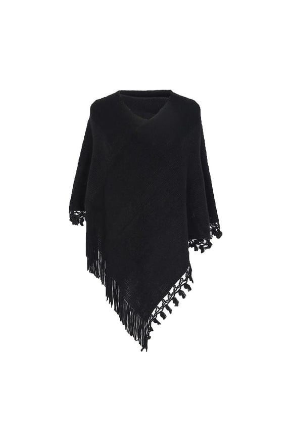 New Female Scarf Women Striped Poncho With Tassels Knitted Shawl Scarf Fringed Wraps Pashminas Sweater Pullover Cape Gifts For Women