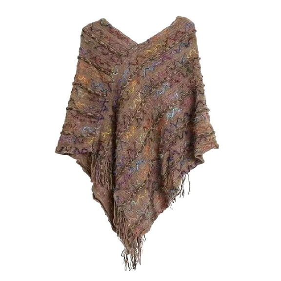 New Female Scarf Women Tassel Splice Poncho With Tassels Knitted Shawl Scarf Fringed Wraps Pashminas Sweater Pullover Cape Gifts For Women Sweater Tassel Hem Shawl Wrap Cloak