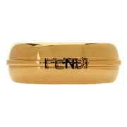 New Fendi Fendigraphy Wide Logo Bangle Bracelet Gold Tone Metal Raised FENDI Logo Jewelry