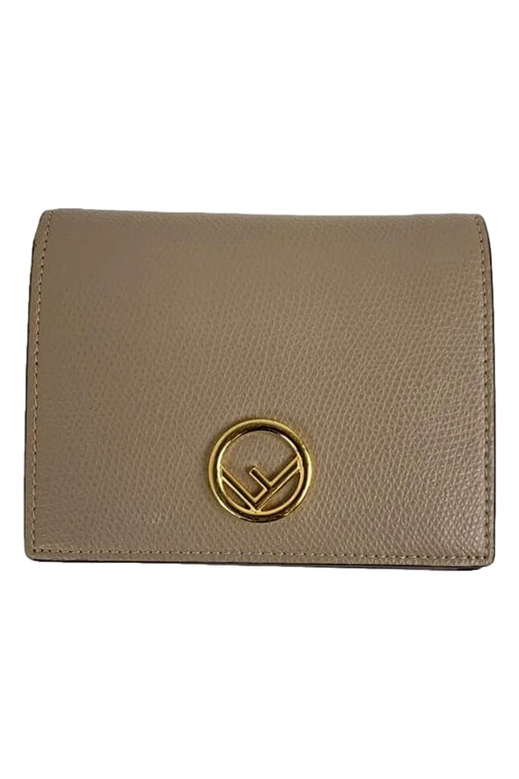 New Fendi Leather Wallet Gray Gold Hardware Snap Closure Made in Italy