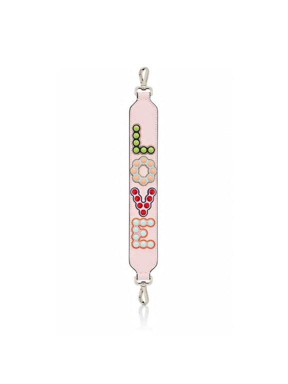 New Fendi Mini Strap You Pink Peonia Multicolor "LOVE" Studded Leather 8AV105