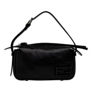 New Fendi Simply Fendi Mini Black Leather Shoulder Bag Zip Top Designer Purse