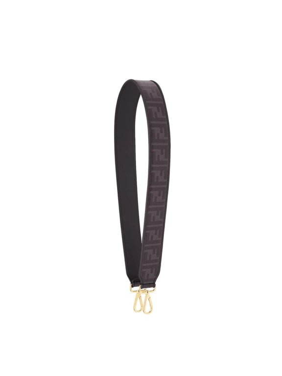 New Fendi Strap You Black Glazed Fabric FF Zucca Shoulder Strap 8AV079