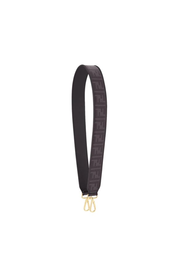 New Fendi Strap You Black Glazed Fabric FF Zucca Shoulder Strap 8AV079