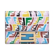 New Fendi Vertigo Baguette Multicolor Leather Small Trifold Wallet 8M0395