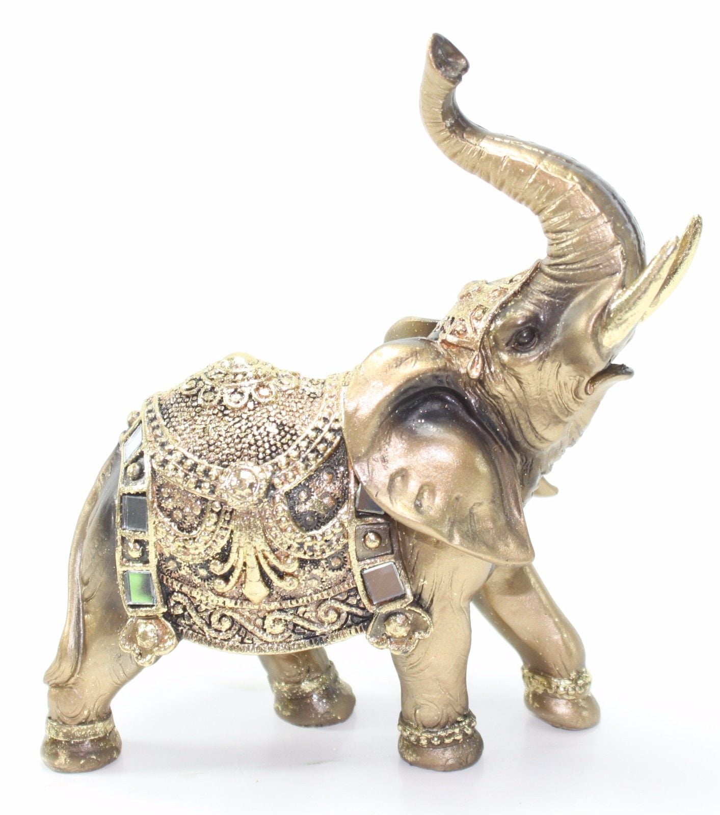 New Feng Shui 7" Gold Elephant Trunk Statue Wealth Lucky Figurine Gift Home Office Decor CE50