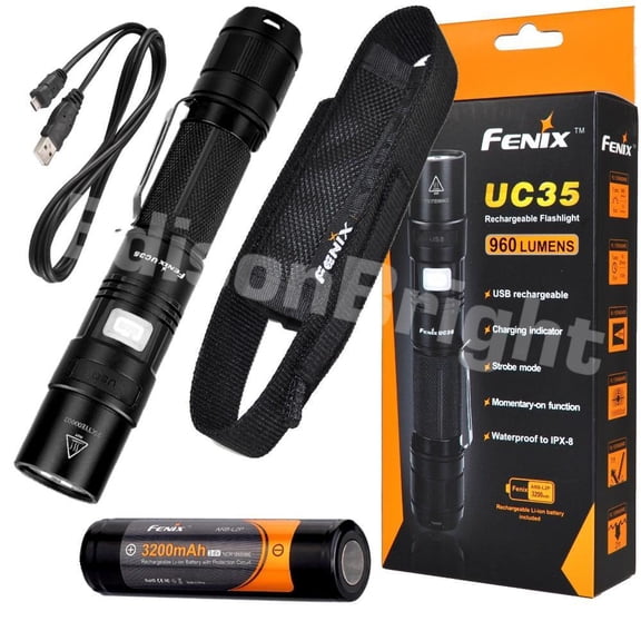 New Fenix UC35 960 Lumen Cree LED USB rechargeableTactical Flashlight 18650 batt