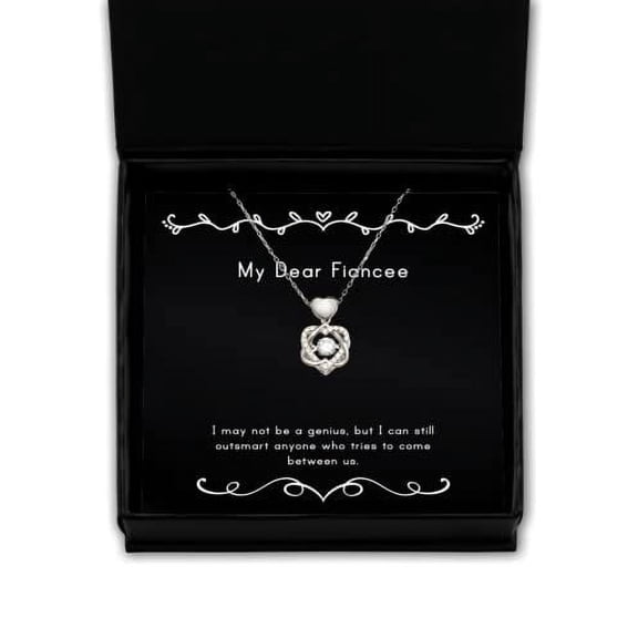 New Fiancee Gifts, I May not be a Genius, but I can Still outsmart Anyone who, Holiday Heart Knot Silver Necklace for Fiancee, Hanukkah Gifts, Kwanzaa Gifts, Birthday Gifts, Wedding