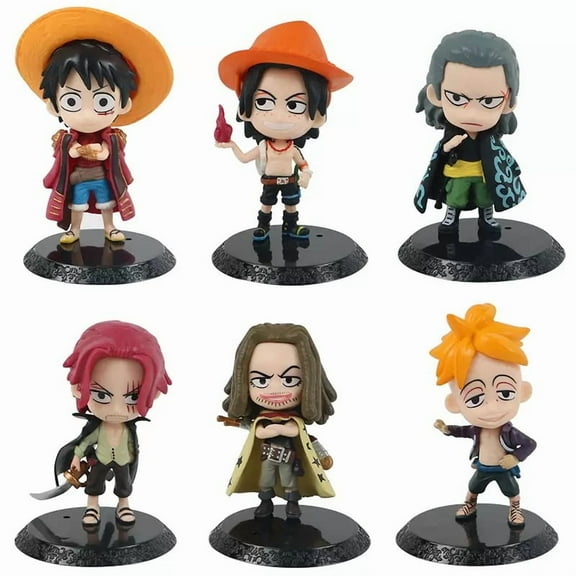 New Figures, Luffy Zoro Sanji Figure Q Version Statue 10cm/3.9inch Mini Figures Cartoon Doll Toys Anime Collection Decoration (6 Pieces of A)