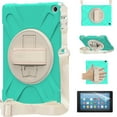 thumbnail image 1 of New Fire HD 10 11th Gen 2021 Case with Soft Screen Protector, Cover for Kindle Fire HD 10 Plus 2021, Allytech Shockproof Hand Strap Kickstand Shoulder Strap Case with Pen Holder, Mint, 1 of 7