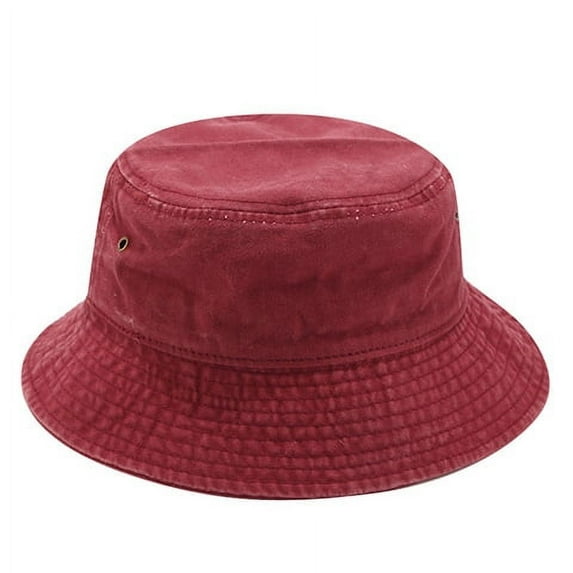 New Fisherman Hat Vintage Denim Bucket Hats Outdoor Men Women Washed Cotton Panama Hat Fashion Hip Hop Gorros Bob Hat (Red,head 55-58cm)