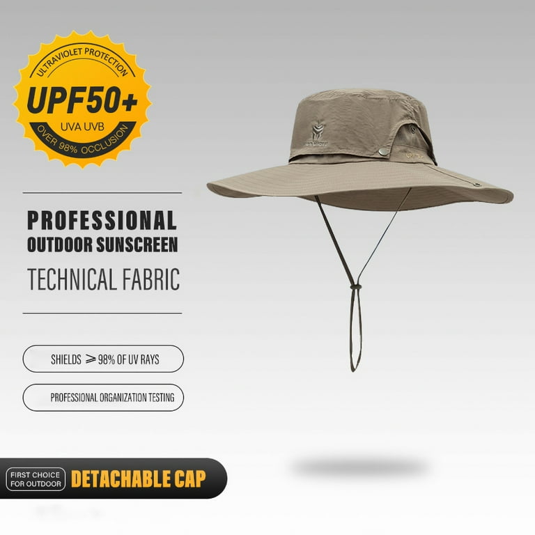 New Fishing Hat Strong fabric UPF 54 Waterproof Anti UV Sun Protection Big  edge Detachable Breathable Outdoor Men Hiking boonie