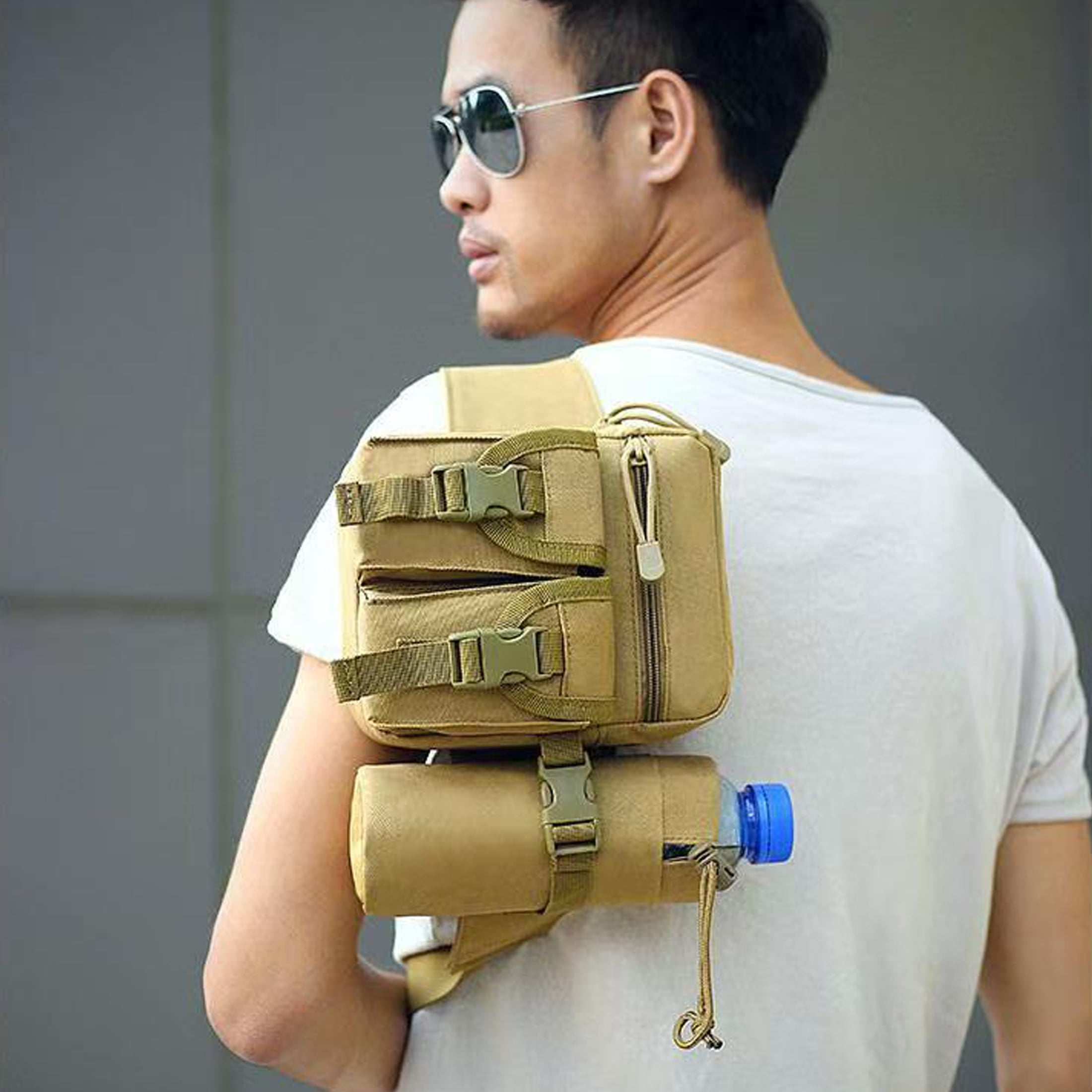 New Fishing Waist Bag, Multifunctional Running Waist Pack with Water Bottle Holder and Phone Pocket, Molle Multifunctional Storage Bag Suitable for Hiking