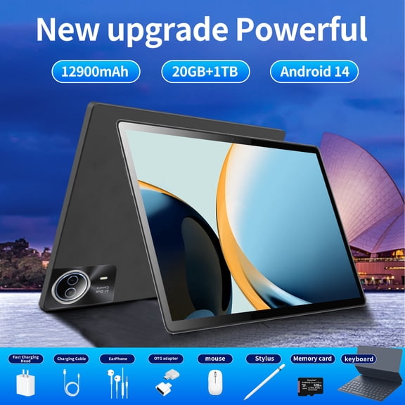 New Flagship Tablet 2026 Android14 Tablet, 14.0Inch Tablet,5G Wi-Fi Tablet Computer,2 In 1 Tablet with Keyboard, 20GB RAM 1000GB ROM ,Snapdragon 10-core processor,3840* 2160 IPS,Bluetooth5.0,GPS