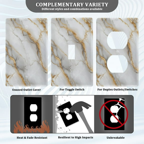 New Flame-Retardant Switch Plate Cover，DIY Wall Plate Decor with Screws，A Marble Texture